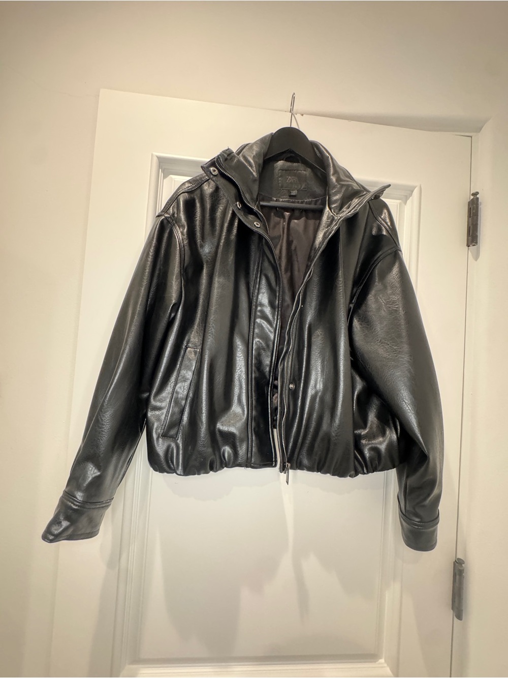 Zara Faux Leather Bomber Jacket Size M - Picture 8 of 8